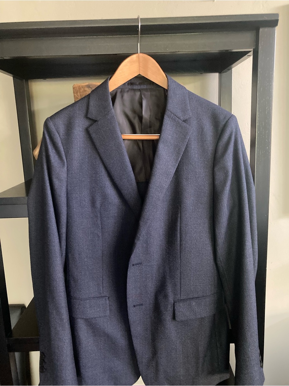 Theory Men's Navy Blue Houndstooth Blazer - Classic Tailored Suit Jacket